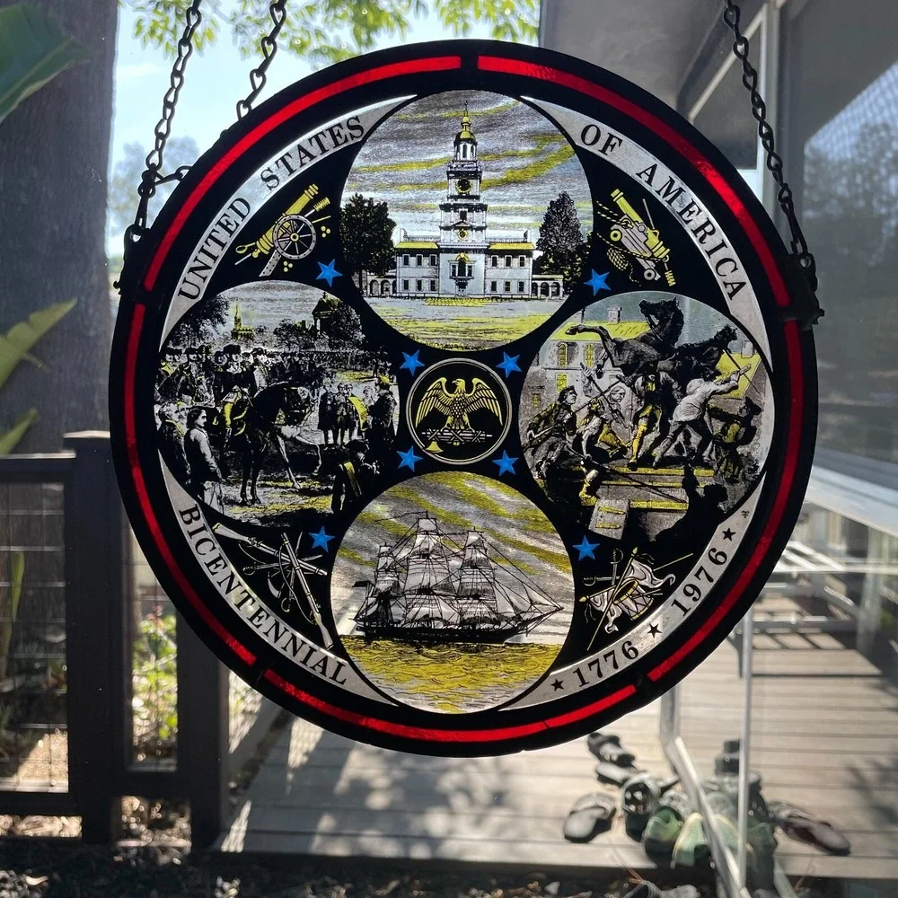 Vintage Suncatcher Stained Glass United States Of America Bicentennial 1776 1976 - Picture 2 of 15